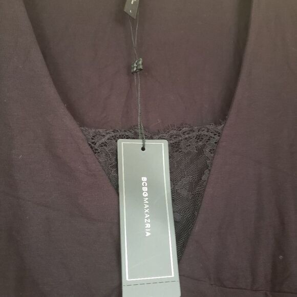 BCBGMaxAzria Black Long Sleeve Lace Crop Top NWT - Picture 6 of 9